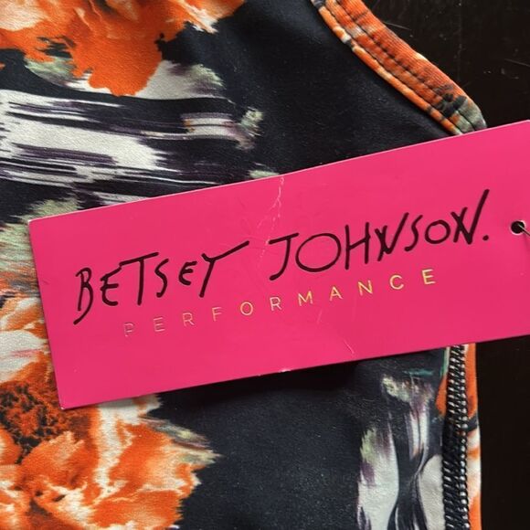 Betsy Johnson Sports Bra Floral Halter Neck Top shelf bra black orange white L - Picture 4 of 11